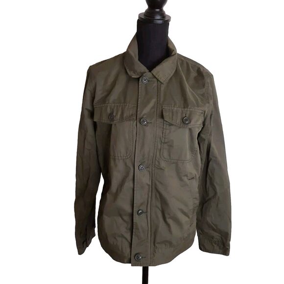 Abercrombie & Fitch Sentinel Jacket Men Small Green Full Zip Button Up Military